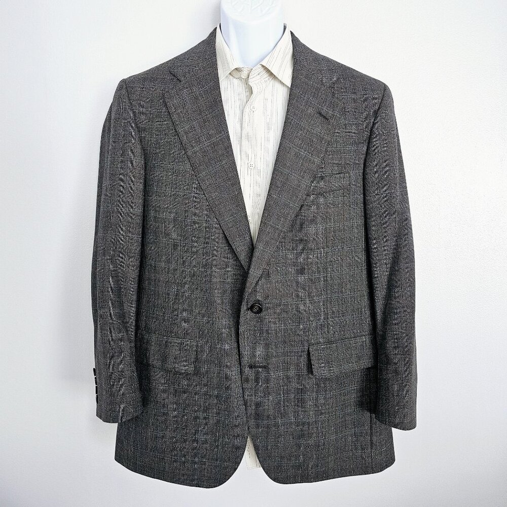 Chaps Ralph Lauren Gray & Blue Plaid Two Button Sport Coat Suit Jacket Blazer